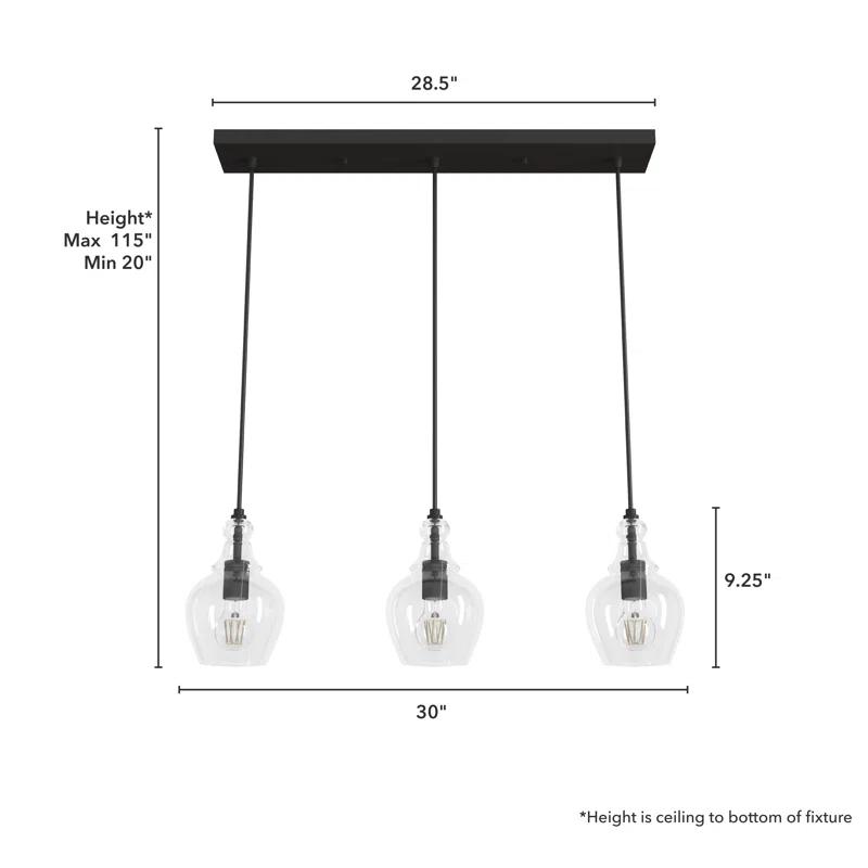 Hunter Fan Maple Park 3 Light Linear Bell Pendant