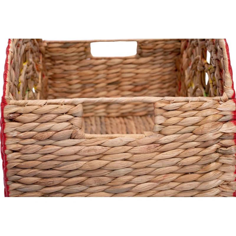 Adore Decor Dorothy Rainbow Wicker Basket (2 Pieces), Large and Medium Size Storage, Handwoven Water Hyacinth
