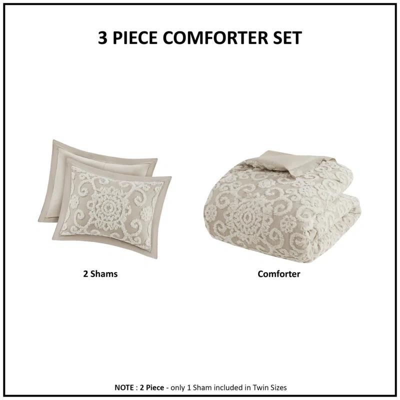 Suzanna 100% Cotton Comforter Set with Tufted Medallions