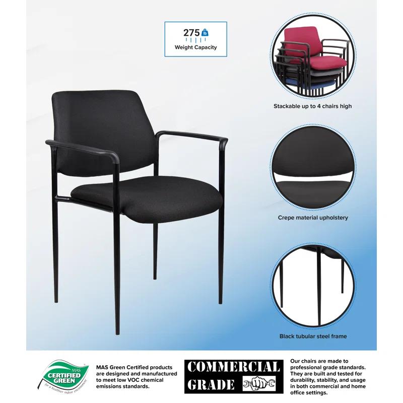 Boss Office Products Stackable Vinyl Seat Reception Chair with Metal Frame