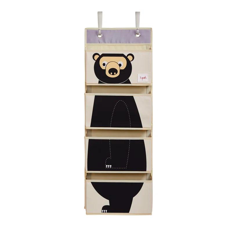 3 Sprouts - Children's Nursery Over the Door Organizer with Hooks - Bear