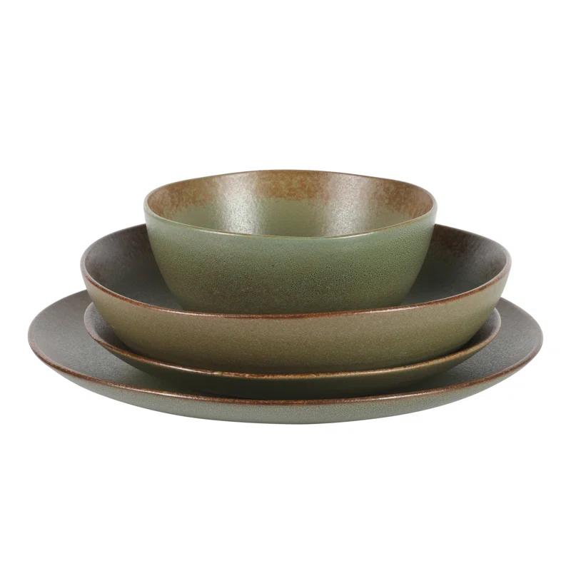 bloomhouse Palermo Sun 16 Piece Stoneware Reactive Glaze Plates and Bowls Dinnerware Set