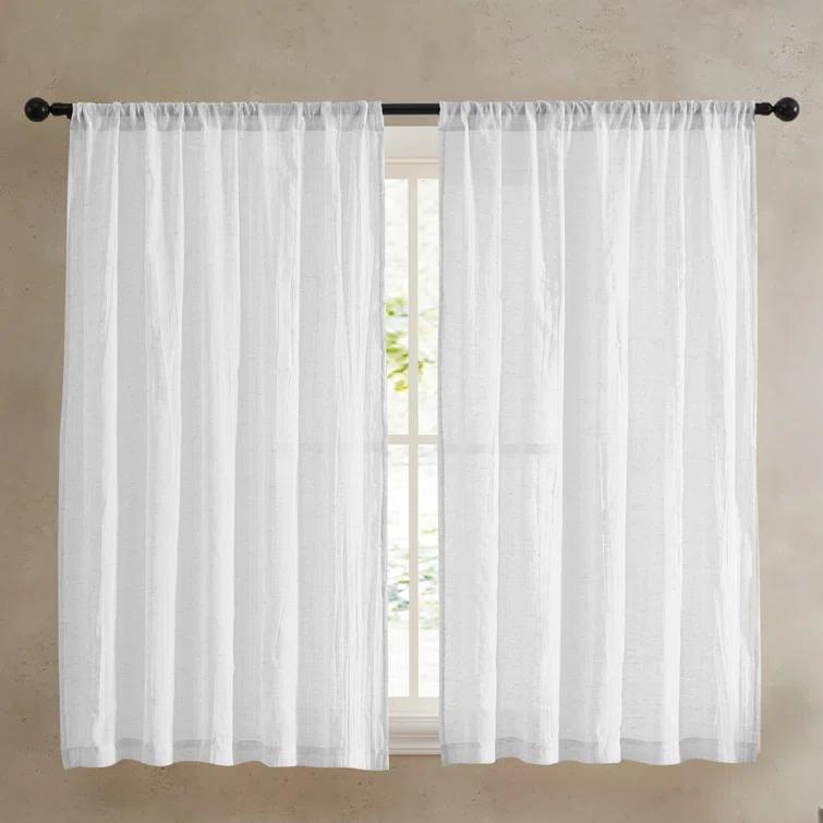 Solid Semi-Sheer Curtain Panels (Set of 2)