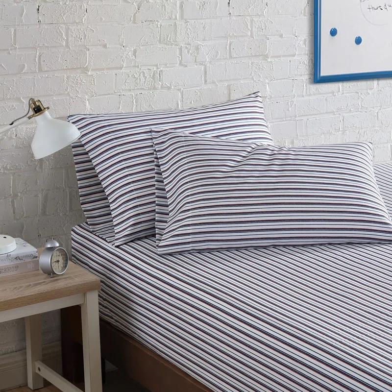 Nautica Microfiber Stripe Nautica Fitted Sheet and Standard Pillowcase Sets