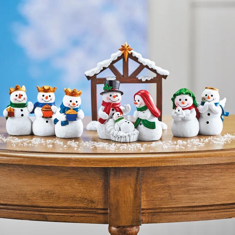 Ophelia & Co. Hand-Painted Snowman Nativity Scene 4-Piece Set