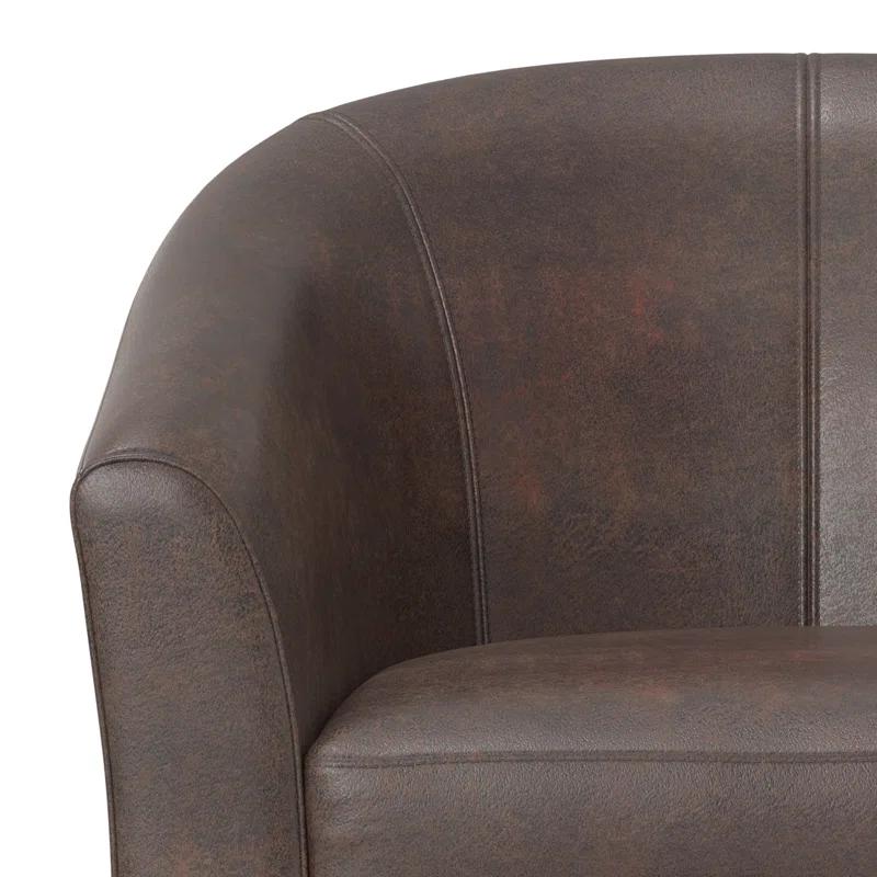Simpli Home Austin 30"W Upholstered Vegan Faux Leather Contemporary Tub Accent Chair with High Arms and Deep Seat