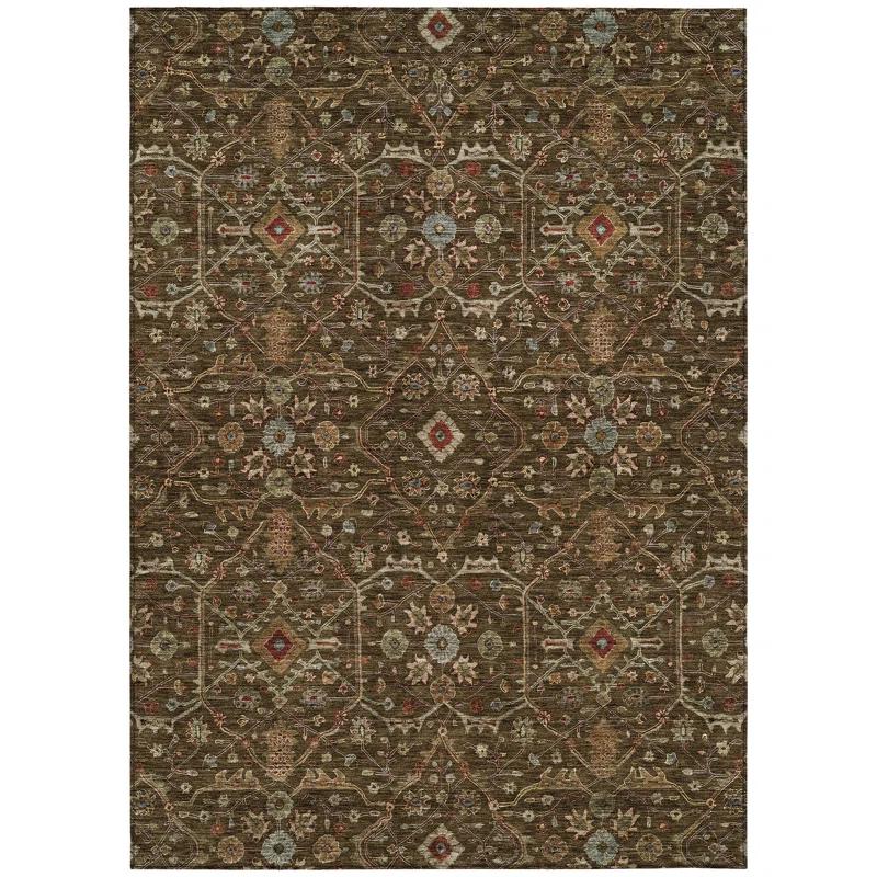 Machine Washable Indoor/Outdoor Chantille ACN1130 Chocolate Rug