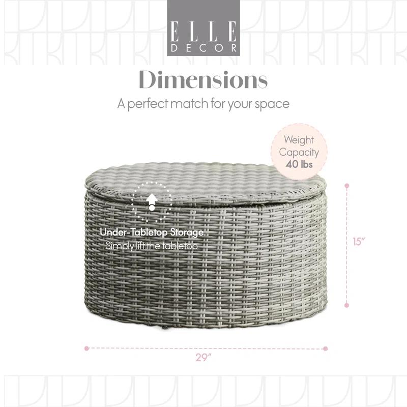 Elle Decor Elle Decor Vallauris Outdoor Coffee Table with Storage, Gray