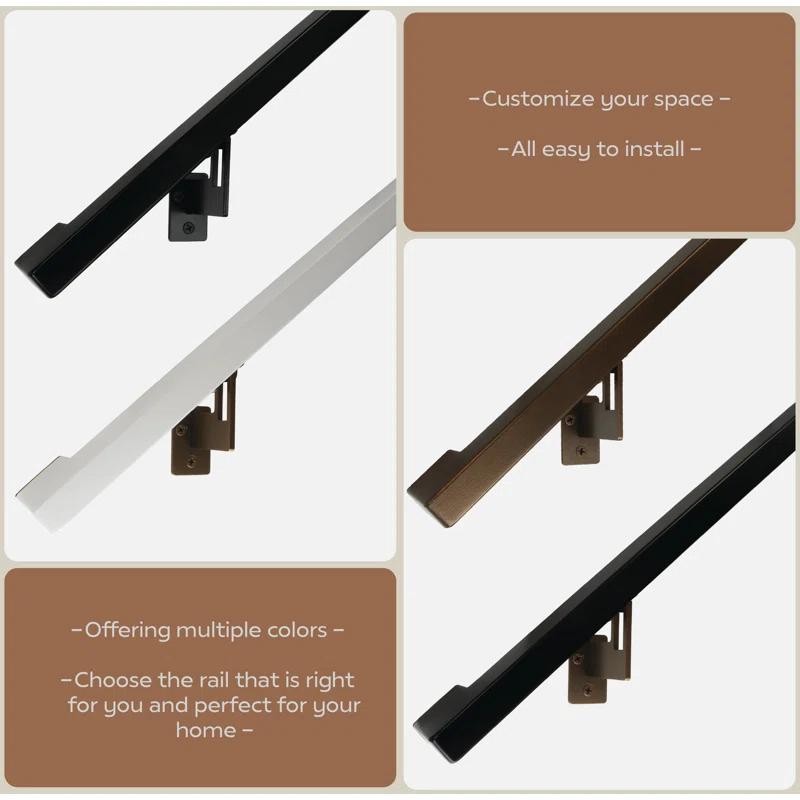 Modern Aluminum Handrail Grab Bar Kit, Adjustable Steel Brackets, Returns to Wall, Powder Coat