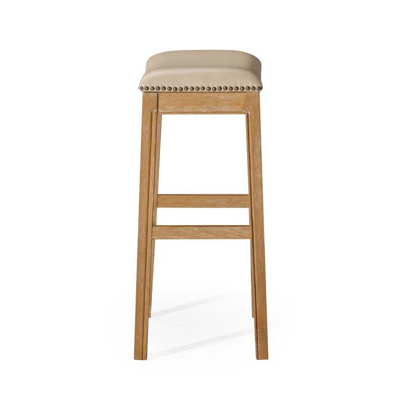 Maven Lane Maven Lane Adrien Backless Saddle Stool with Vegan Leather Upholstery