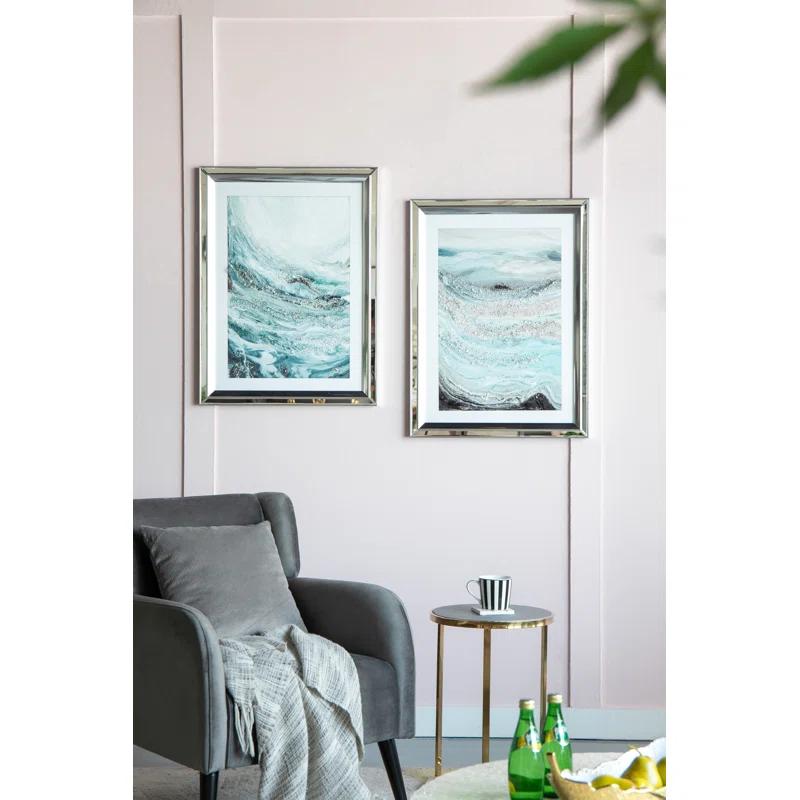 A&B Home Aurora Crystal Mirror Framed Wall Art - Set Of 2 -  23.5" X 31.5" - Blue/White/Beige (Set of 2)