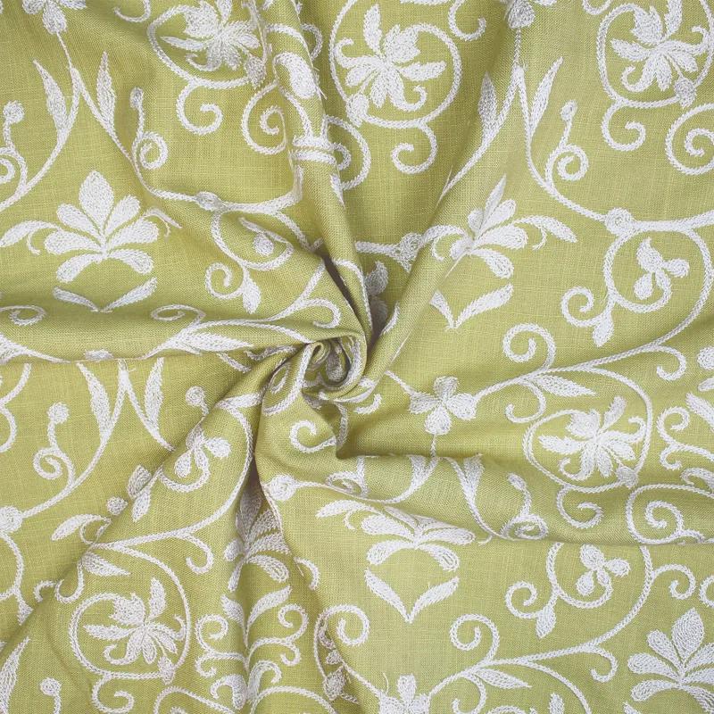Ribbon Embroidery Sulphur Yellow Rayon Coverlet / Bedspread Set