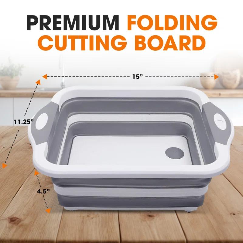 Cheer Collection Collapsible Cutting Board, Gray