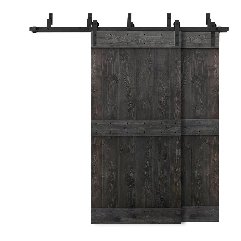 Calhome 84'' Solid Wood Paneled Painted with Installation Hardware Kit Barn Door