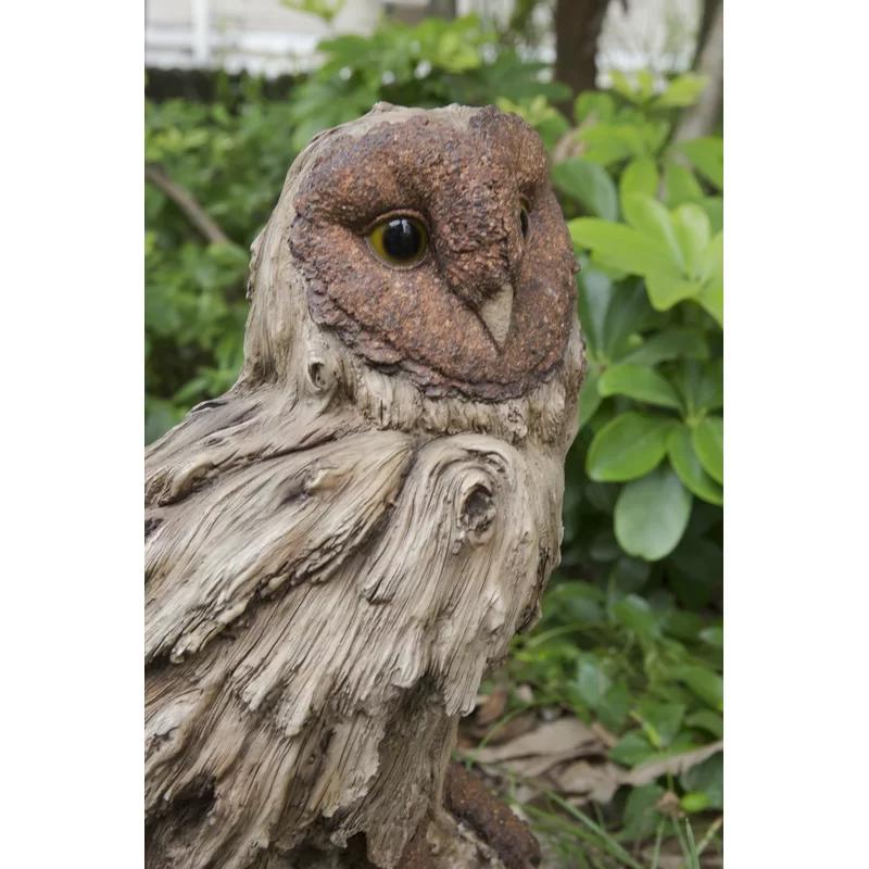 Rustic Driftwood Barn Owl Garden Statue