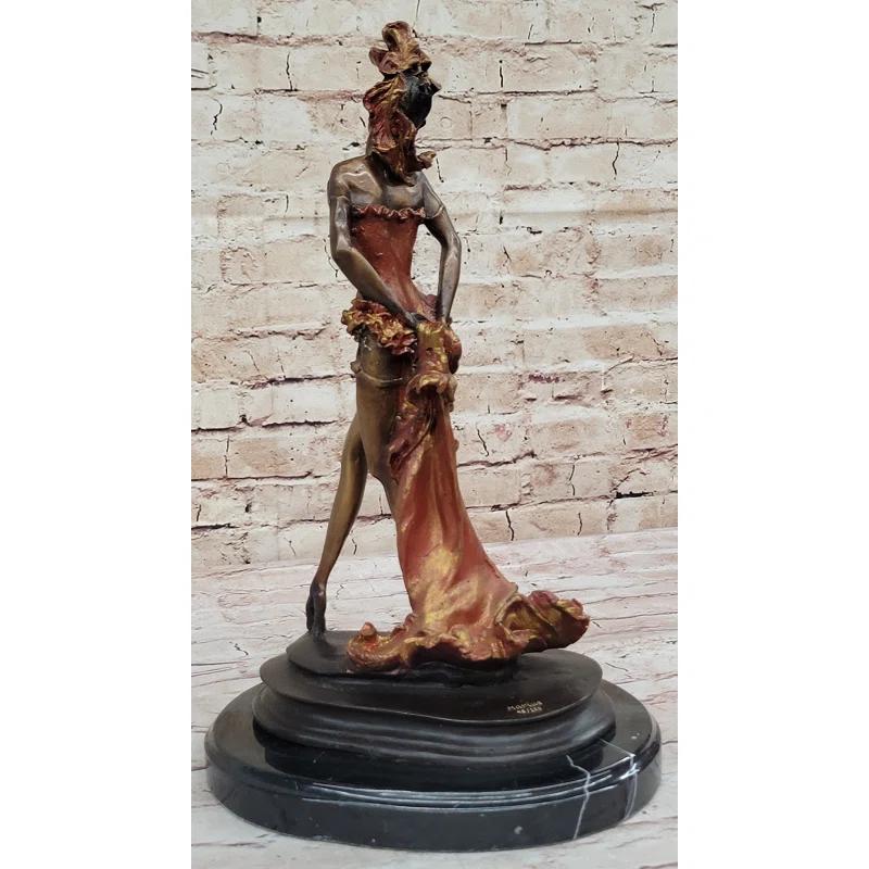 Williston Forge Wild West Saloon Courtesan Girl 19Th Century Woman In Colorful Corset Bronze Statue Sculpture 15 Inches X 9 Inches