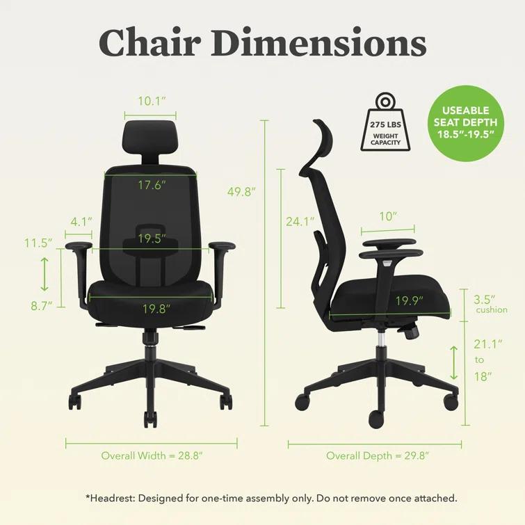 HON HON Altern Ergonomic Low Back Home Office Chair Height Adjustable Arms Seat Slide