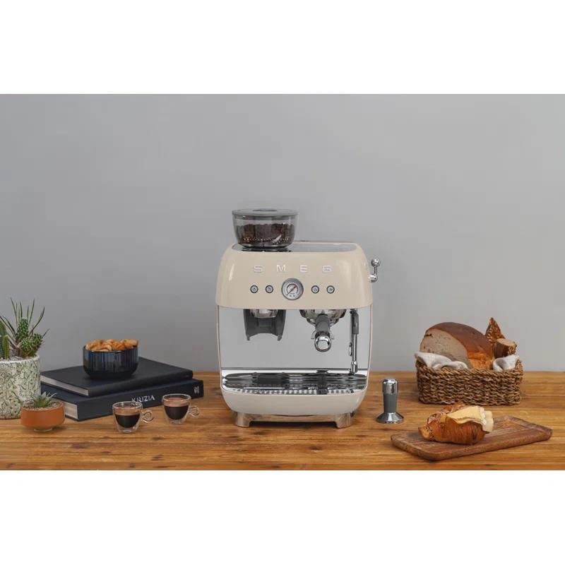 SMEG Cream Semi-Automatic Coffee and Espresso Machine with Milk Frother