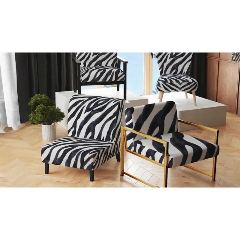 Design Art Out To Sea - Upholstered Nautical & Beach Yellow And White Accent Arm Chair