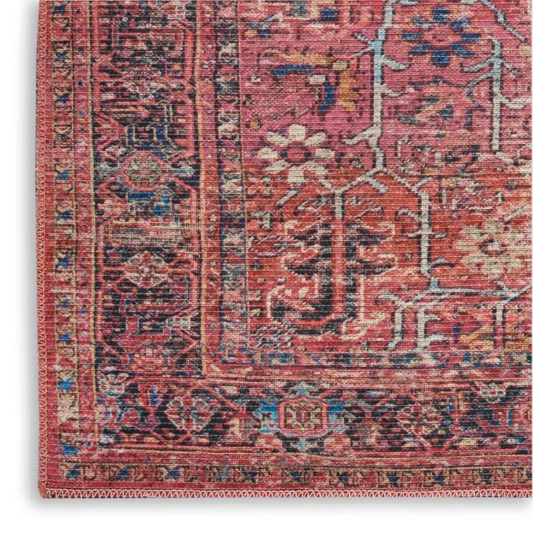 Bungalow Rose Machine Washable Oriental Red Area Rug