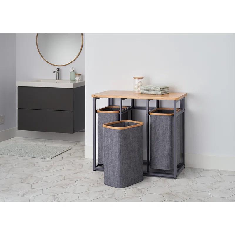 Trinity TRINITY 36 in. H x 30.7 in. H in. x 17.3 in. H Wood (Bamboo) 3-Bag Laundry Sorter