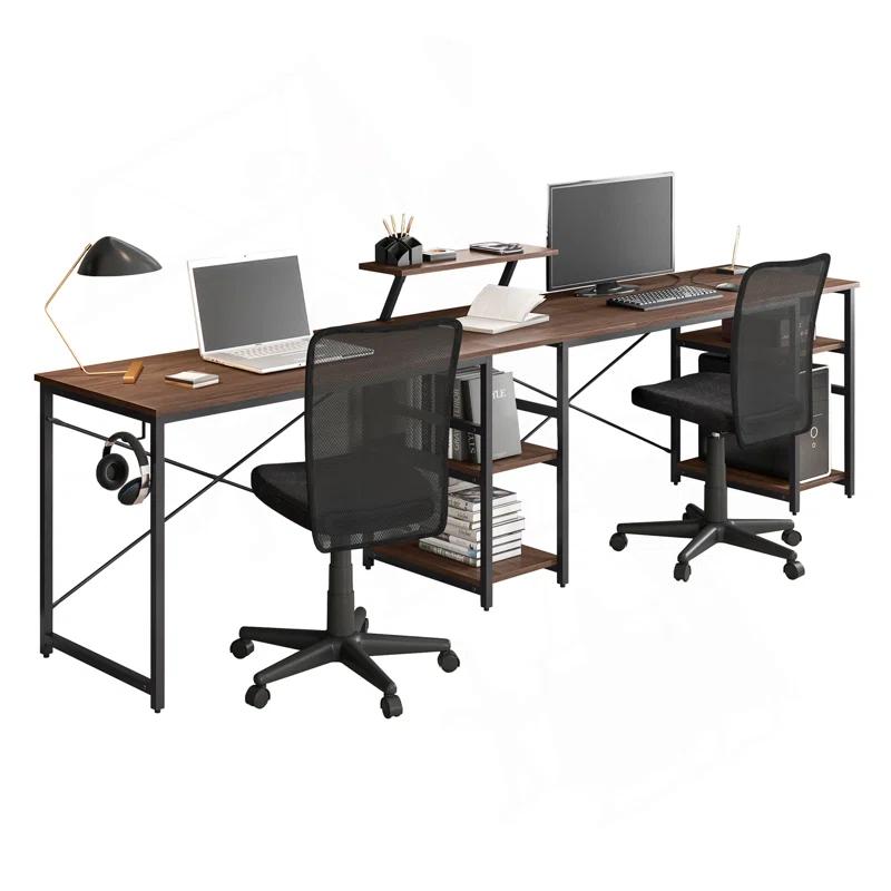 Inbox Zero Techni Mobili L-Shape Industrial Desk With Storage Shelves | Wayfair