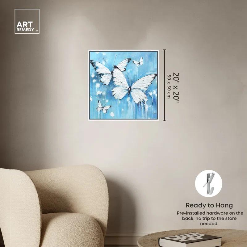 Art Remedy Art Remedy Textured Blue Butterflies Framed Butterfly 56175