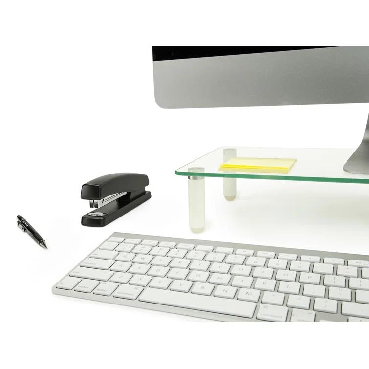 Mount-it Mount-It! Glass Desktop Monitor Stand Riser, 22 Inches Wide Clear Tempered Glass Hold Up to 44 Lbs.