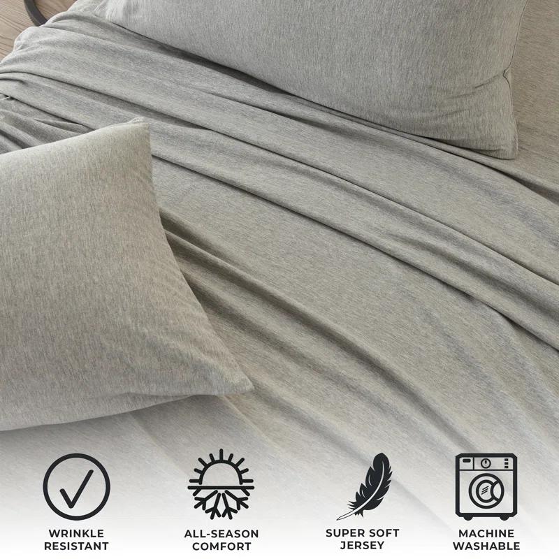 FreshFolds Cotton Blend Jersey Knit Super Soft Sheet Set