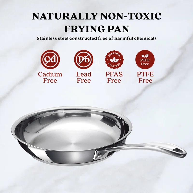 Alva Alva Chef Stainless Steel Frying Pan Skillet Non Toxic Cookware Stainless Steel Skillet PFAS, PFOA & PFTE Free, for Cooking Pan Set, Induction Safe, Add to Your Pots and Pans Set Cookware