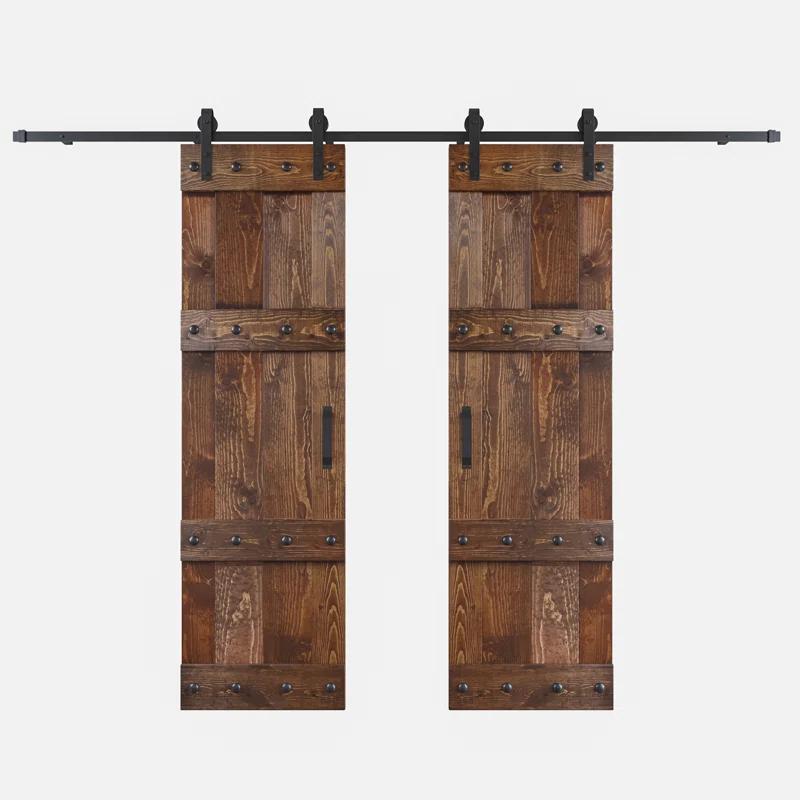 Coast Sequoia Castle Series Pine Wood Double Sliding Barn Door with Hardware Kit