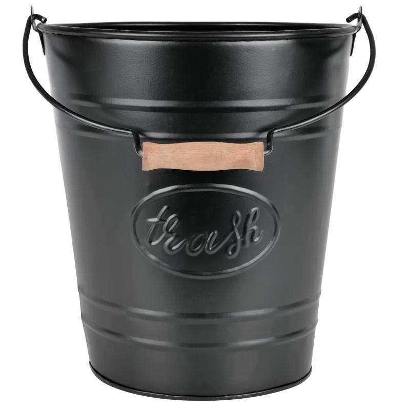 Autumn Alley Rustic Galvanized Trash Can Waste Basket 2 Gallon