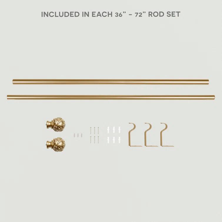 Jewett Exclusive Home Vine 1" Curtain Rod and Coordinating Finial Set, Adjustable