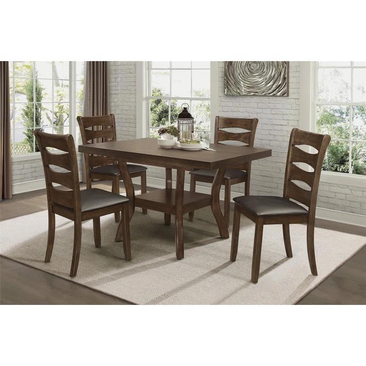 Red Barrel Studio® Transitional Dining Table with Lower Display Shelf and Extension Leaf for Dining Room & Reviews | Wayfair
