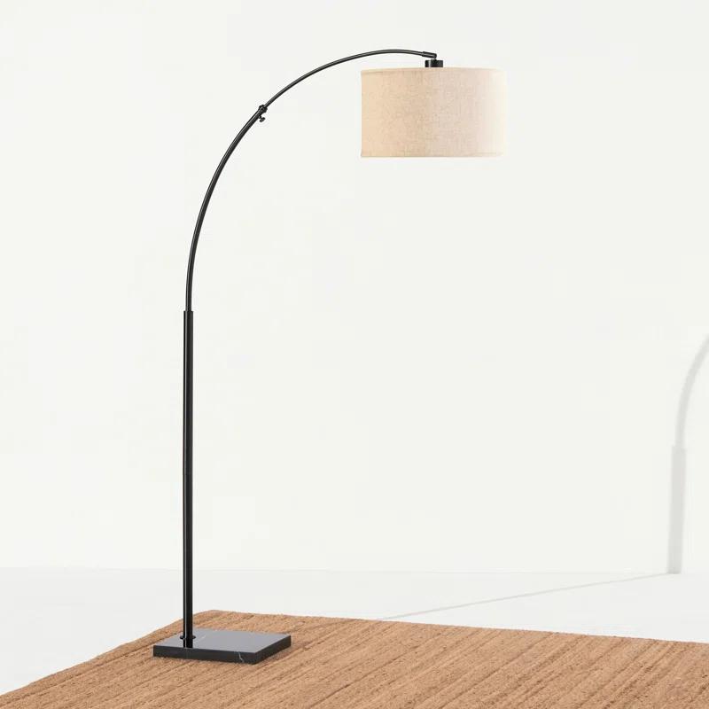 Brightech Logan 76 in. Adjustable and Extendable LED Arched Gold Floor Lamp with Weighted Marble Base - LED Bulb Included