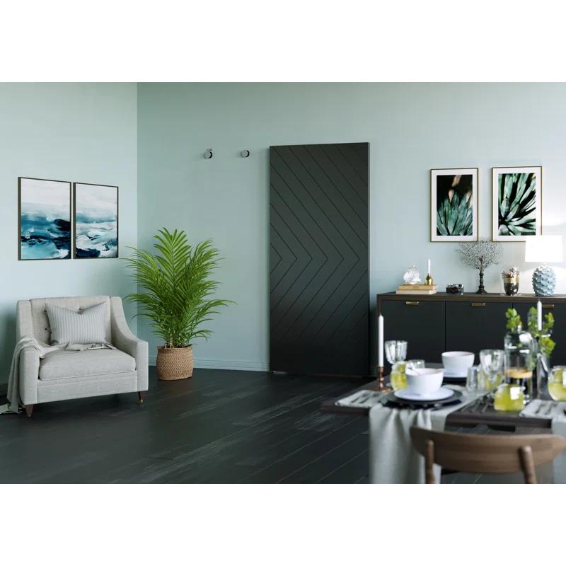 Renin 88'' Solid + Manufactured Wood Paneled Painted without Installation Hardware Kit Barn Door