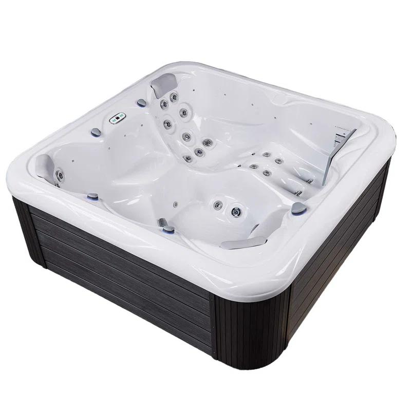 Buenospa New York 6 - Person 49 - Jet Acrylic Square Hot Tub with Ozonator and Cover in White