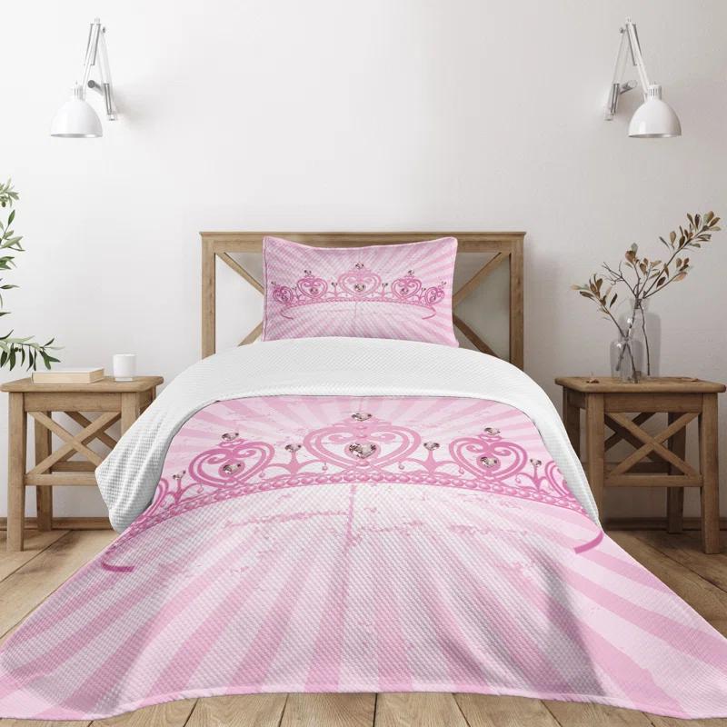 Ambesonne Ambesonne Girls Bedspread Set Pink Cartoon Pink Pale Pink