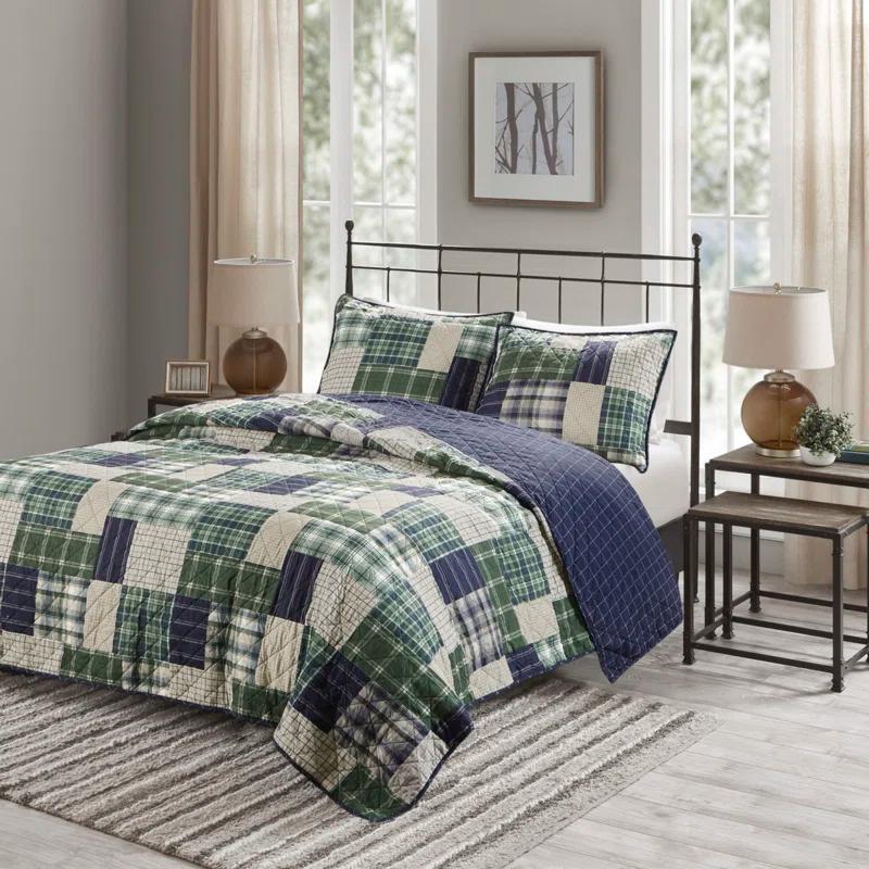 Madison Park Timber 3 Piece Reversible Printed Quilt Set