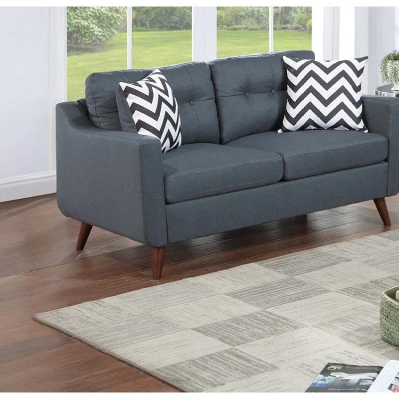WANDINGT Modern Sofa Cozy Sofa Loveseat W Pillows 2Pc Sofa Set  Polyfiber Couch Tufted Cushions Living Room