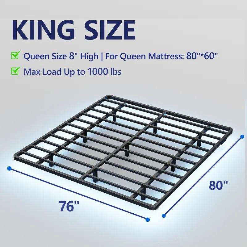 Alwyn Home Floating Bed Frame With Led Lights Metal Platform Bed, No Squeak