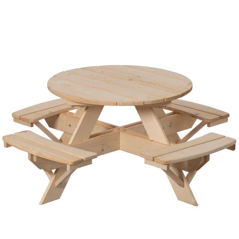 Isabelle & Max™ Admeto Wooden Kids Round Picnic Table Bench, Outdoor Children's Backyard Table, Crafting, Dining, and Playtime Patio Table