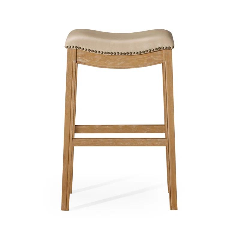 Maven Lane Maven Lane Adrien Backless Saddle Stool with Vegan Leather Upholstery