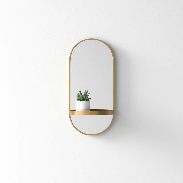 Lumi Metal Flat Mirror with Shelves