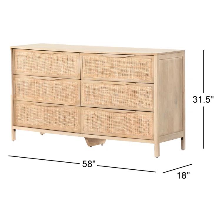 Hannah 6-Drawer Dresser - Natural