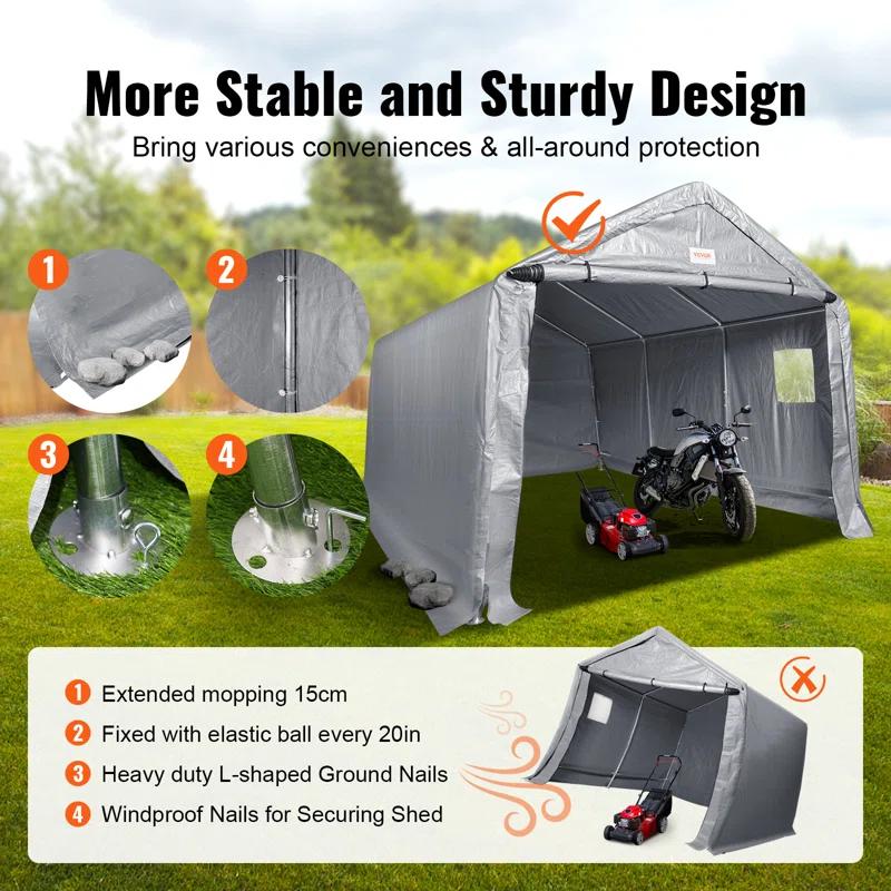 VEVOR Heavy Duty 10 ft. W x 15 ft. D Polyethylene Portable Garage Shed