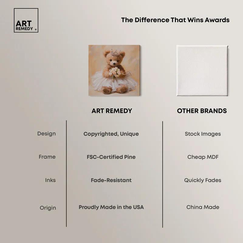Art Remedy Teddy Princess Canvas Kids Art Prints by Art Remedy