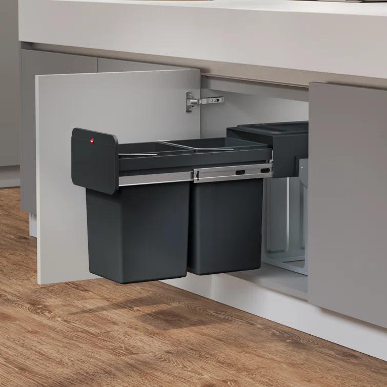 Hailo USA Inc. Plastic Manual Lift Multi-Compartments Trash & Recycling Bin