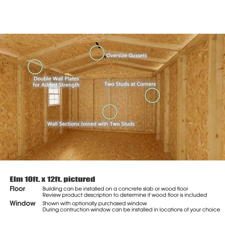 Elm 10 ft. W x 12 ft. D Solid Wood Storage Shed