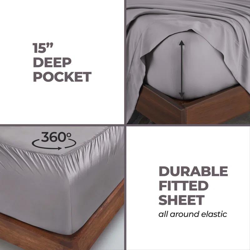 Superior Modal From Beechwood 300 Thread Count Lightweight Cooling Solid Deep Pocket Bed Sheet Set